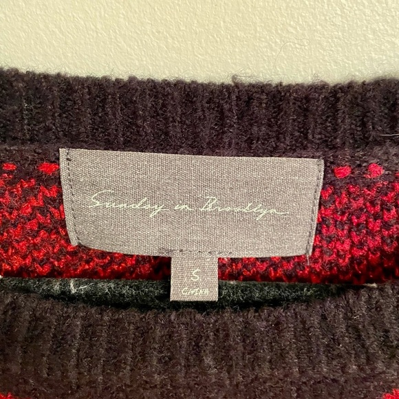 Sunday in Brooklyn Evereve Plaid Pullover Sweater in Red & Black Size S - Picture 4 of 5